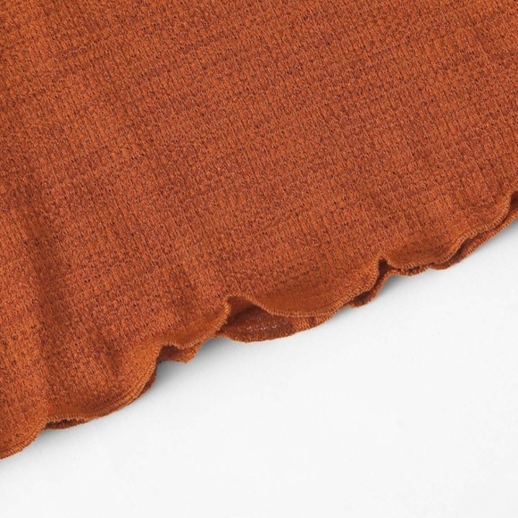 Crop Top Long Sleeves Orange Tee - S - Picture 3 of 12